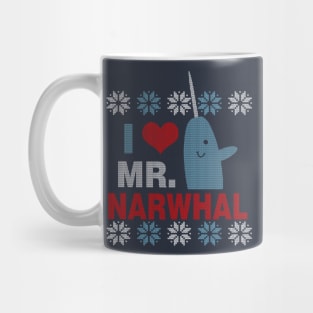 I Love Mr. Narwhal Ugly Elf Christmas Sweater Mug